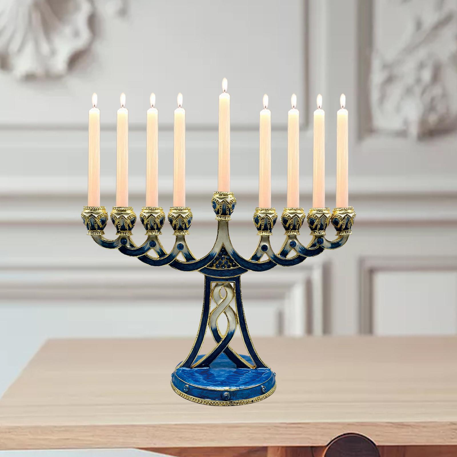 Candle Holder Decor - Emaye Kaplı Antik 9 Dallı Alaşımlı