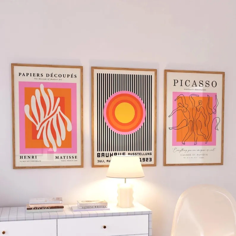 Interior Design Living Room - 3 adetModern Turuncu Bauhaus Ve Picasso