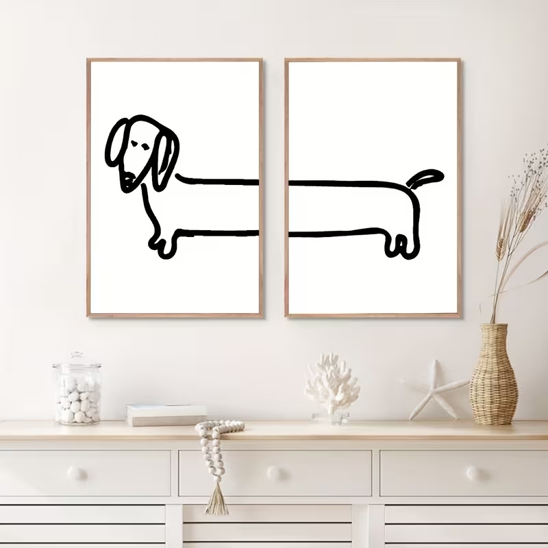 Interior Design Living Room - 2 adet Modern Dachshund komik DogWall