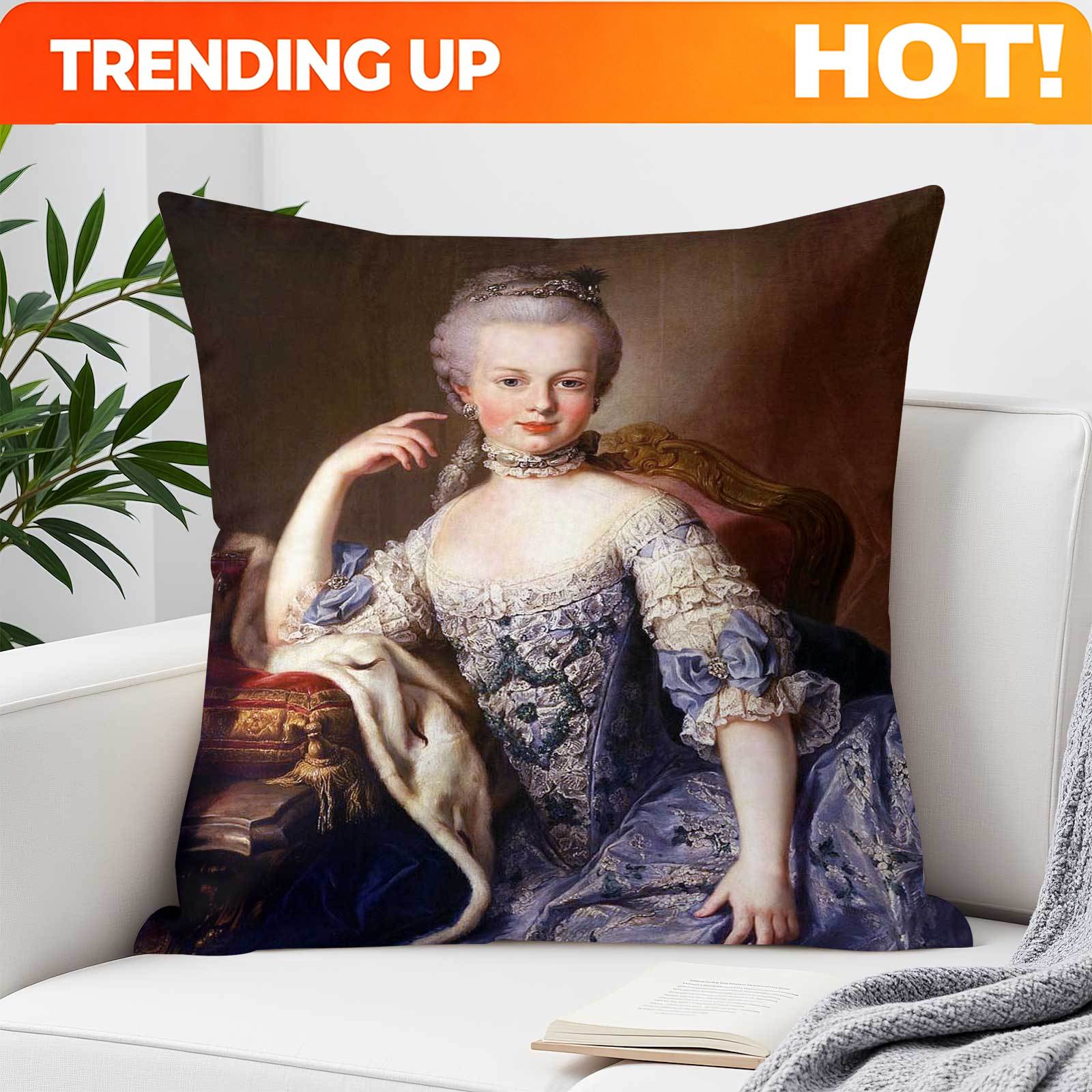 Throw Pillow - Marie Antoinette Desenli, Çift Taraflı Baskılı,