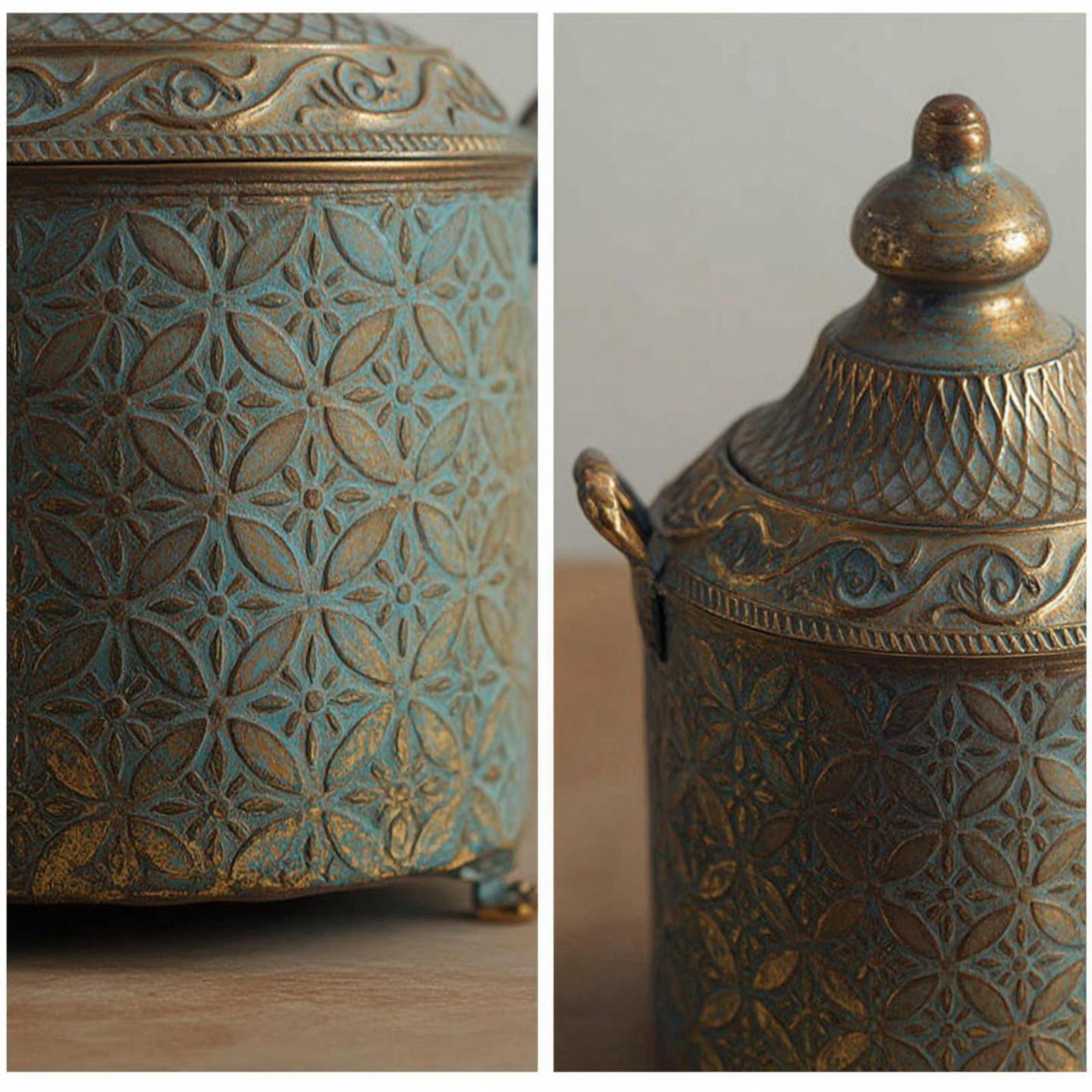 Vase Decor - Dekoratif Demir Vazo Eskitilmiş Yaldızlı Urn
