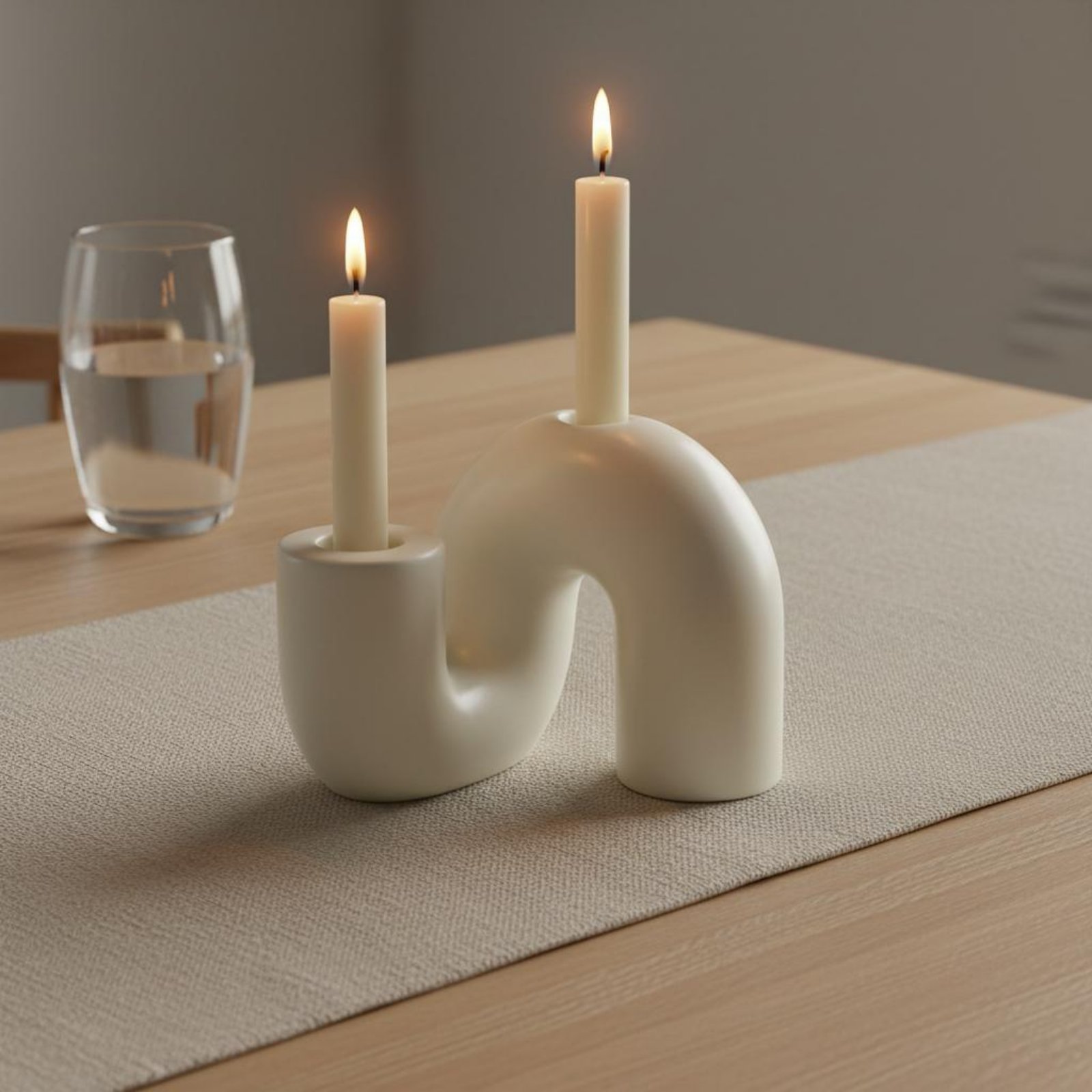 Candle Holder Decor - Dalgalı Seramik Mumluk Minimalist Tasarım Soyut