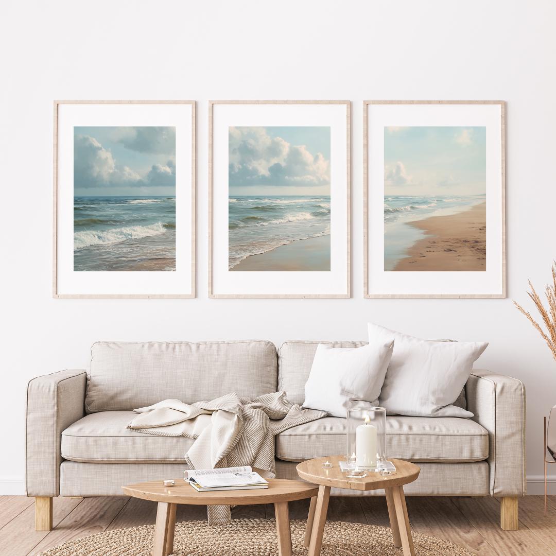 3'lü set Okyanus Plajı Triptik - Abstract Canvas Set incelemesi ve fiyatı