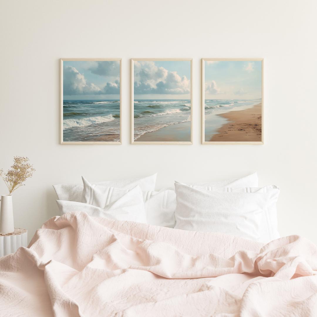 3'lü set Okyanus Plajı Triptik - Abstract Canvas Set incelemesi ve fiyatı