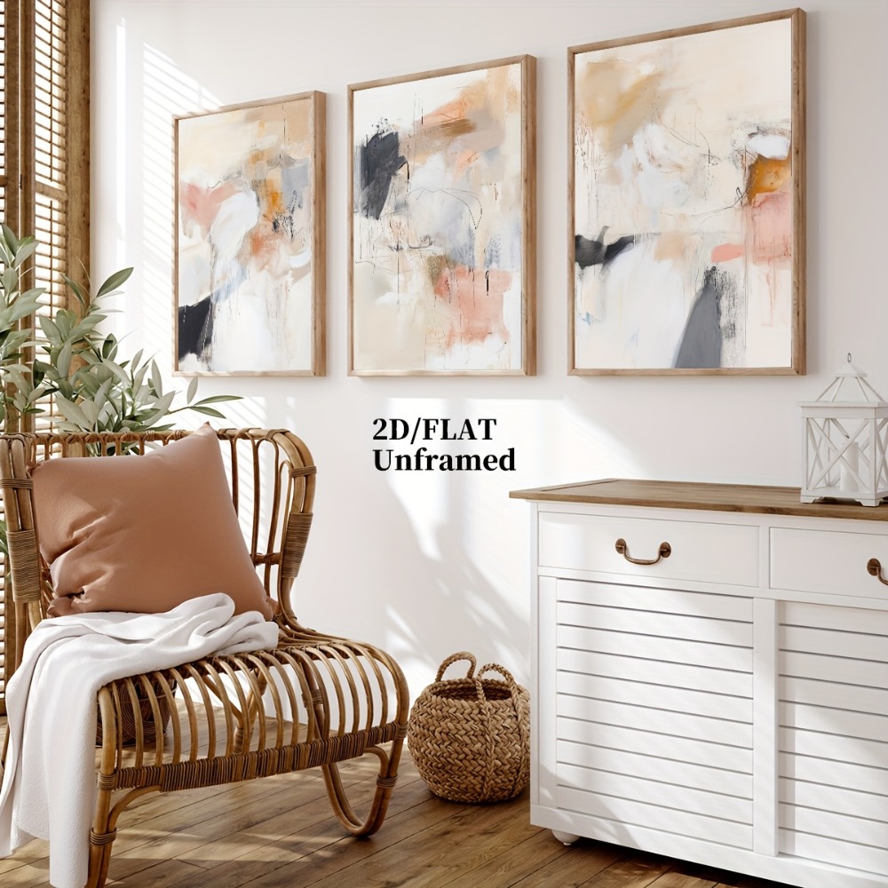 3 adet Çerçevesiz, Nötr Bej Al - Abstract Canvas Set incelemesi ve fiyatı