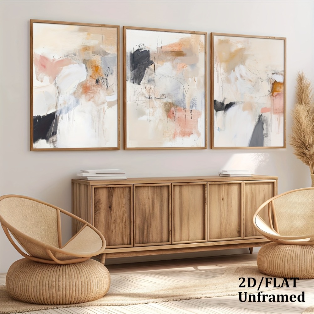 3 adet Çerçevesiz, Nötr Bej Al - Abstract Canvas Set incelemesi ve fiyatı
