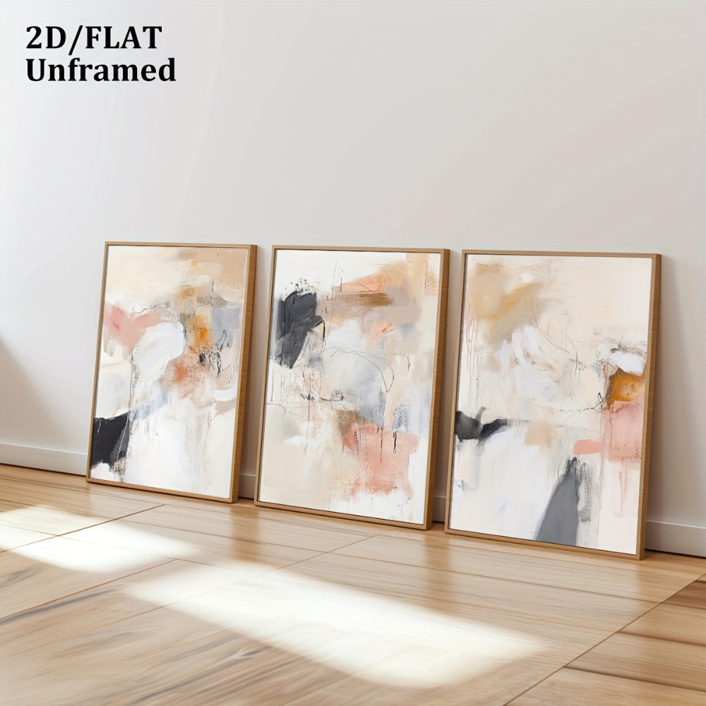 3 adet Çerçevesiz, Nötr Bej Al - Abstract Canvas Set incelemesi ve fiyatı