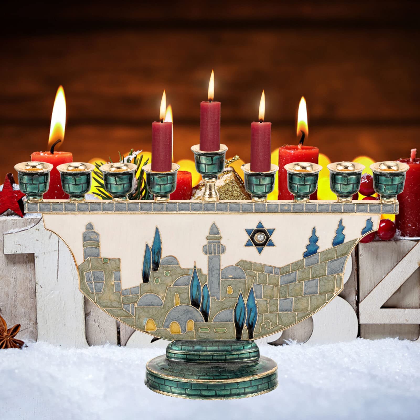 Kudüs Menora Hanuka Mumluk 9 K - Candle Holder Decor incelemesi ve fiyatı