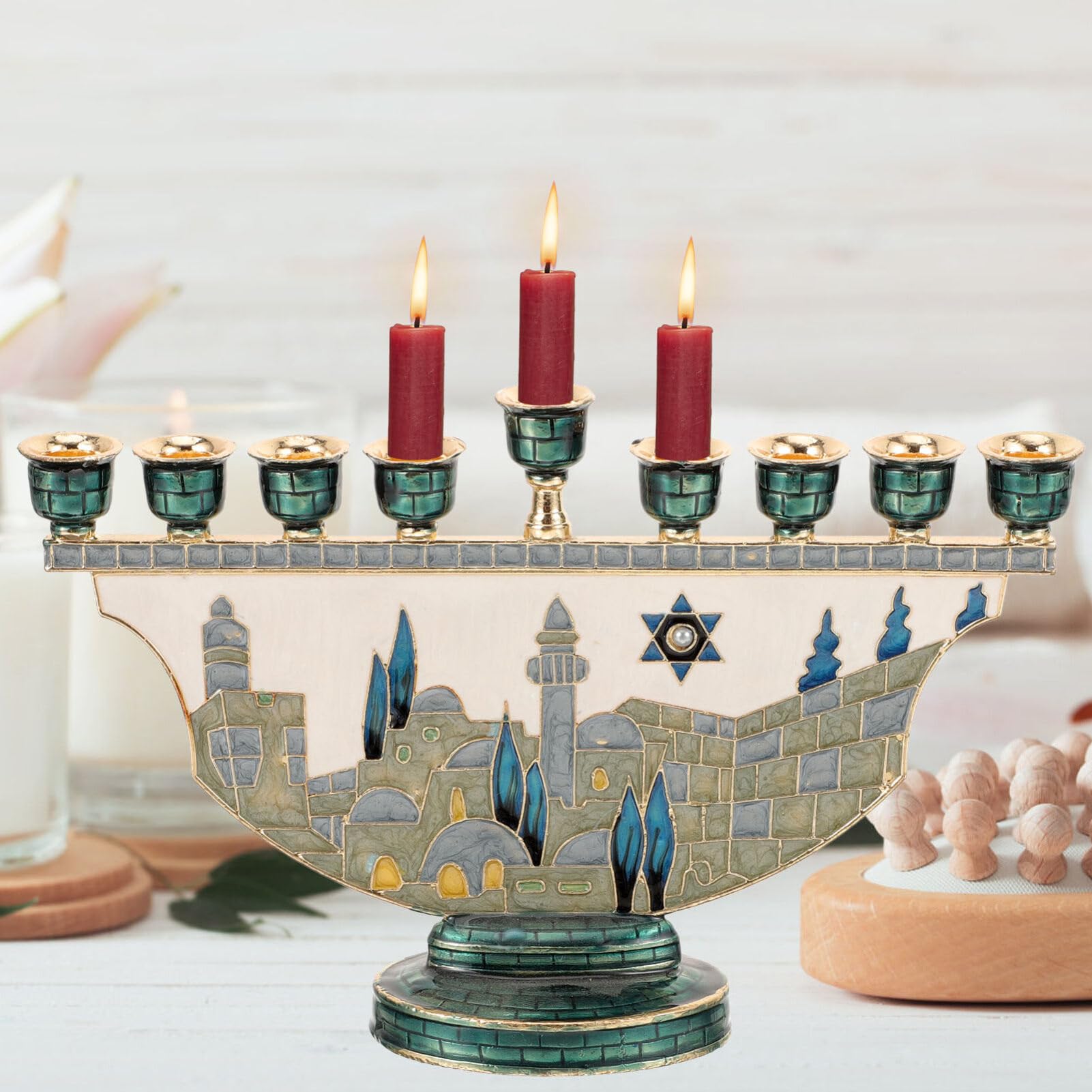 Kudüs Menora Hanuka Mumluk 9 K - Candle Holder Decor incelemesi ve fiyatı